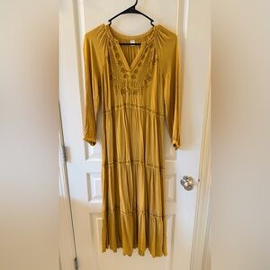 Mustard Embroidered Dress